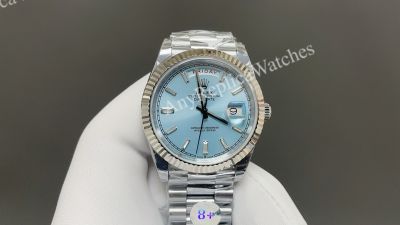 8+ Factory Rolex Daydate 40mm Fluted Bezel 3255 Movement Blue/Black Face Watch